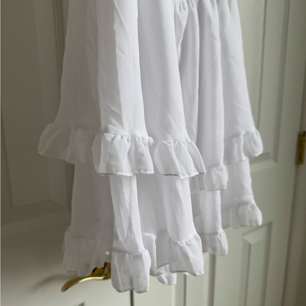 White Ruffled Mini Dress - Picture 4 of 6